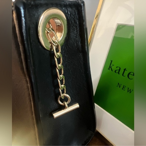 EUC Kate Spade Black Bag with Gold Ring Handles - Picture 5 of 13